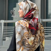 روسری نخی طرح شقایق قواره بزرگ 140 سانتیمتر سه بعدی مجلسی خوش رنگ