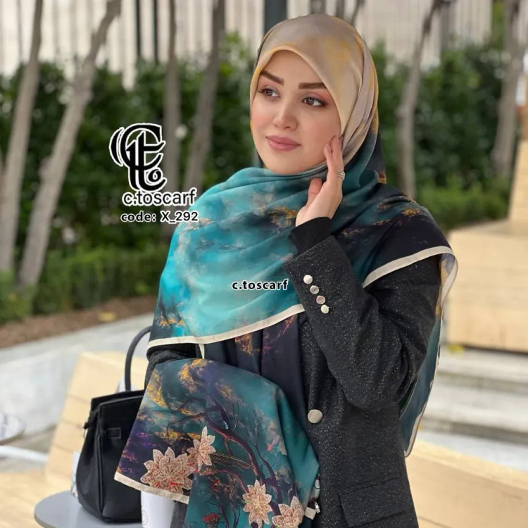 روسری طرح گیتی زنانه قواره بزرگ 140 سانتیمتر نخ کاستوم سیتو لیز نیست