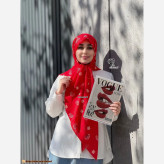 روسری طرح قاصدک زمینه طوسی قواره بزرگ 140 سانتیمتر جنس نخ کاستوم سیتو