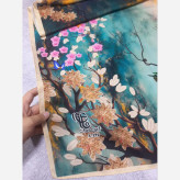 روسری طرح گیتی زنانه قواره بزرگ 140 سانتیمتر نخ کاستوم سیتو لیز نیست