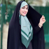 شال طرح کاملیا کرم قهوه ای سبز نخ کاستوم سیتو سایز 110