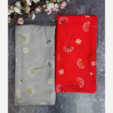 روسری طرح قاصدک زمینه طوسی قواره بزرگ 140 سانتیمتر جنس نخ کاستوم سیتو