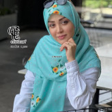 روسری طرح پونه تیره قواره بزرگ 140 سانتیمتر نخ کاستوم سیتو