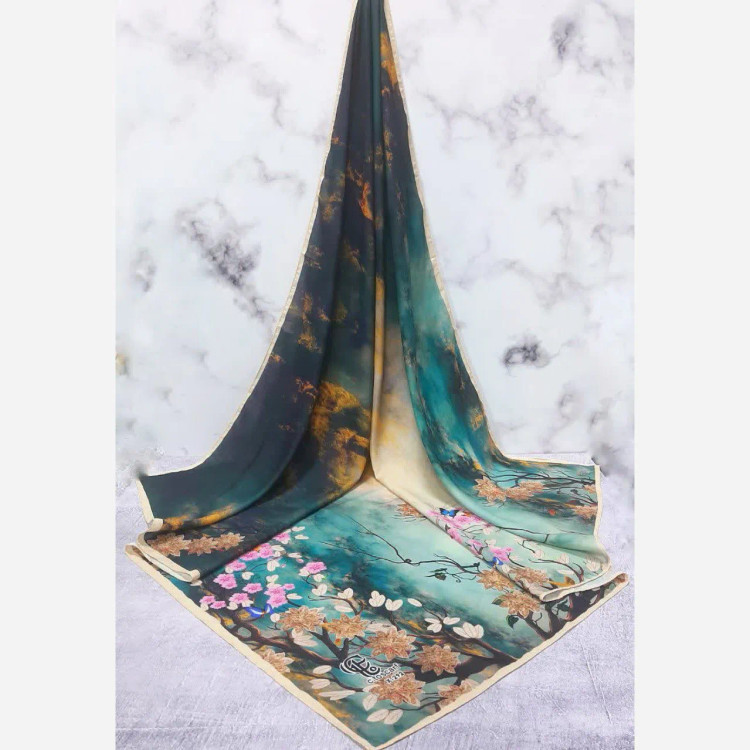 روسری طرح گیتی زنانه قواره بزرگ 140 سانتیمتر نخ کاستوم سیتو لیز نیست