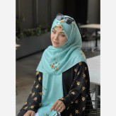 روسری طرح پونه تیره قواره بزرگ 140 سانتیمتر نخ کاستوم سیتو