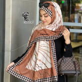 شال طرح تسمه ای نخی دور چرخ دوز قواره 70*200 سانتی متر اسپرت