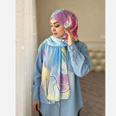 شال نخی کاستوم سیتو چرخدوز رکسانا عرض 70 طول 2 متر