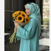 روسری طرح پونه تیره قواره بزرگ 140 سانتیمتر نخ کاستوم سیتو