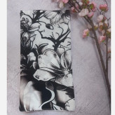 شال و روسری طرح گل و پروانه سفید مشکی جذاب