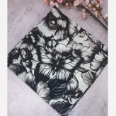 شال و روسری طرح گل و پروانه سفید مشکی جذاب