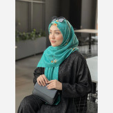 روسری طرح پونه تیره قواره بزرگ 140 سانتیمتر نخ کاستوم سیتو