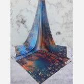 روسری نخی قواره بزرگ طرح مهری زمینه شیری 140 سانتیمتر