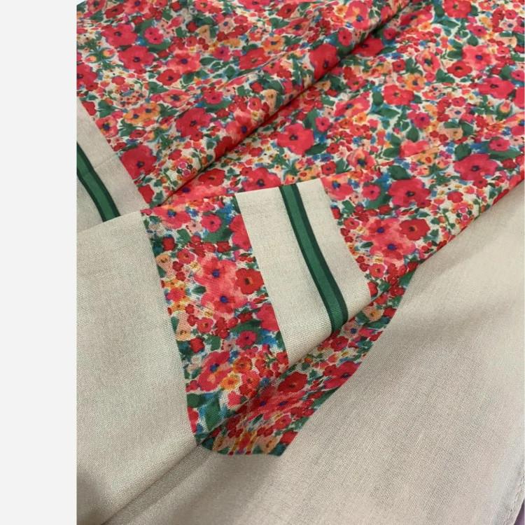 روسری نخی طرح گل سایز 140 چرخ دوز