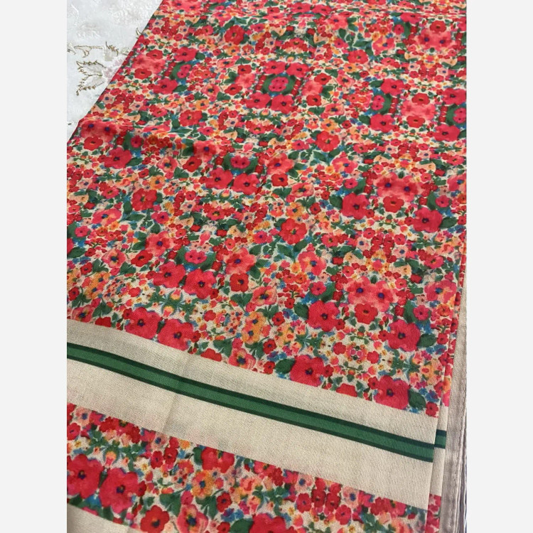 روسری نخی طرح گل سایز 140 چرخ دوز