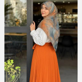 روسری طرح طوبی سایز 140 رنگ سال 2026 آجری و تال نخ کاستوم سیتو