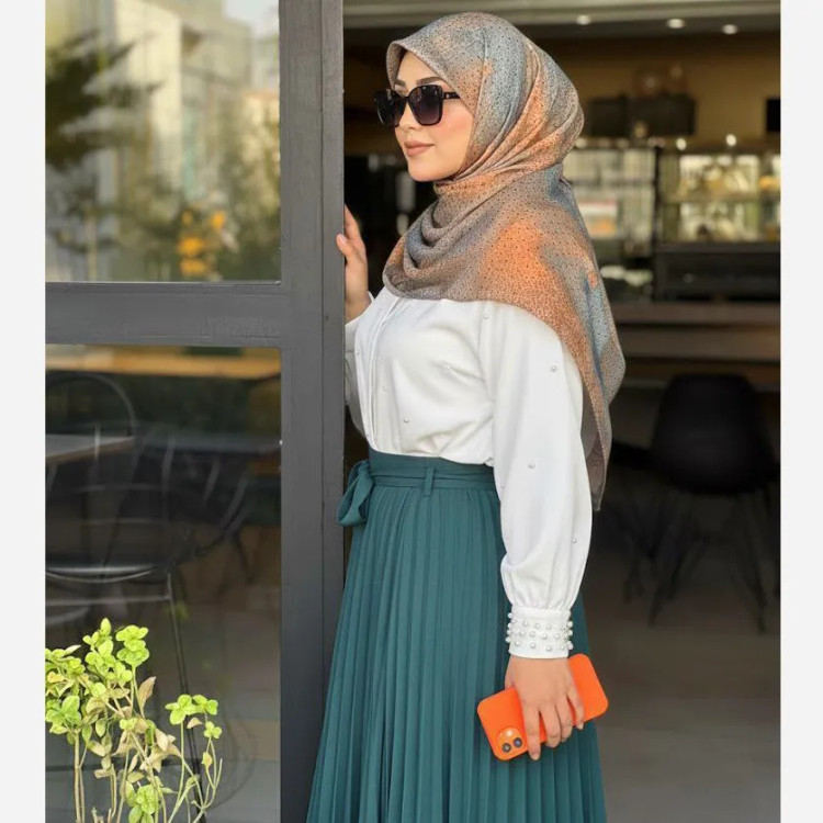 روسری طرح طوبی سایز 140 رنگ سال 2026 آجری و تال نخ کاستوم سیتو