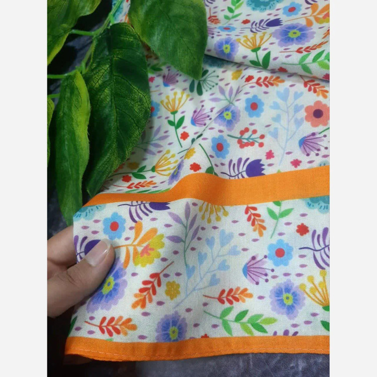 روسری نخی قواره بزرگ طرح گلدخت 140 سانتیمتر بهاری تابستانی