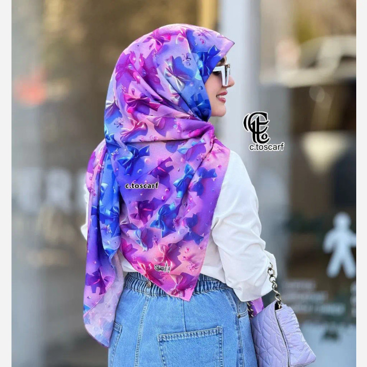 روسری نخی کاستوم طرح ماندانا قواره 140 ست مادر و دختر