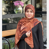 روسری طرح کهربا سایز 140 نخی کاستوم سیتو چرخدوز قهوهای لاکچری