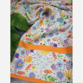 روسری نخی قواره بزرگ طرح گلدخت 140 سانتیمتر بهاری تابستانی