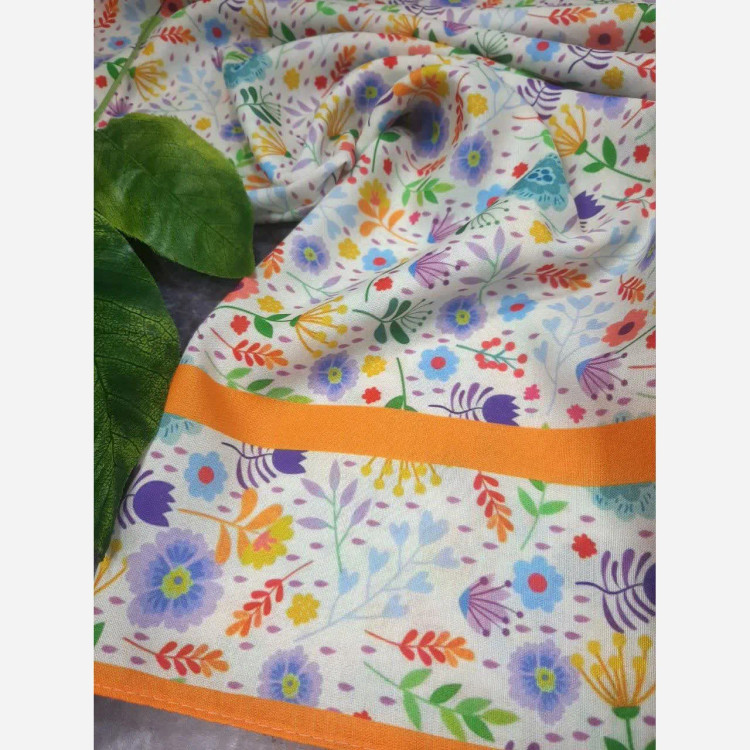 روسری نخی قواره بزرگ طرح گلدخت 140 سانتیمتر بهاری تابستانی