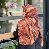 روسری طرح کهربا سایز 140 نخی کاستوم سیتو چرخدوز قهوهای لاکچری