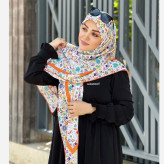 روسری نخی قواره بزرگ طرح گلدخت 140 سانتیمتر بهاری تابستانی