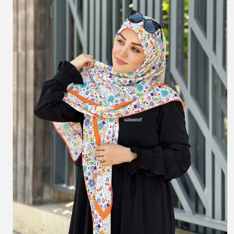 روسری نخی قواره بزرگ طرح گلدخت 140 سانتیمتر بهاری تابستانی