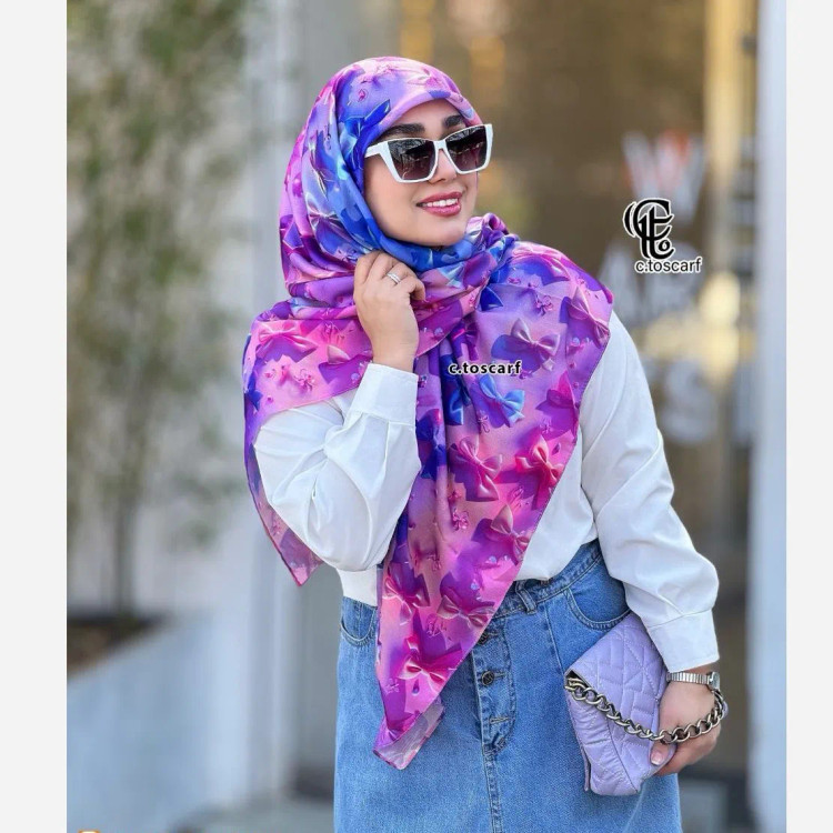 روسری نخی کاستوم طرح ماندانا قواره 140 ست مادر و دختر