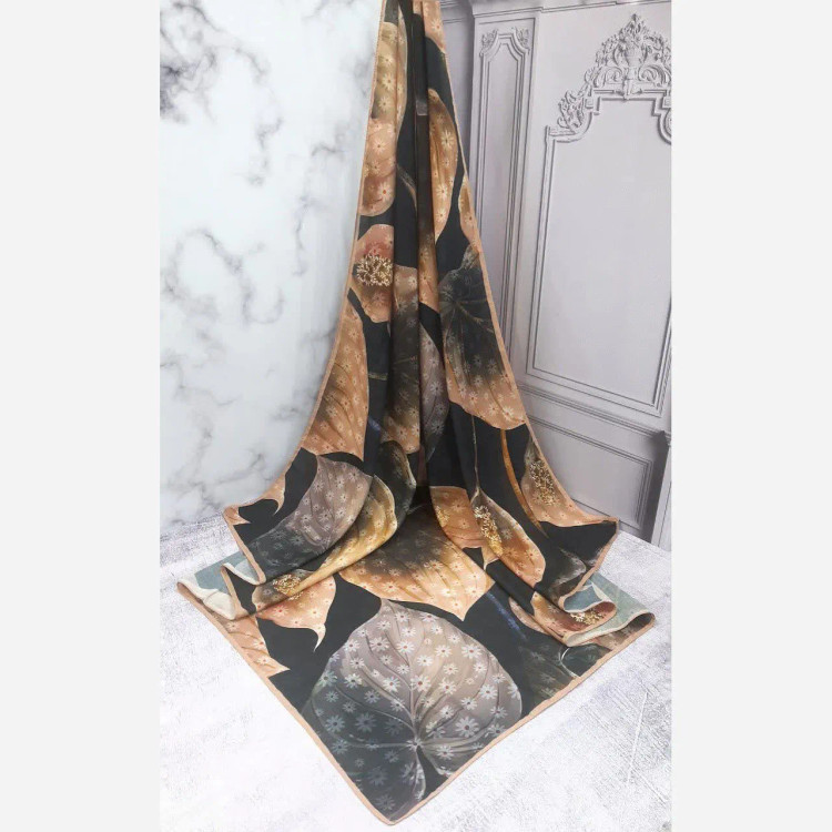 روسری طرح شهرزاد سیتو، نخ کاستوم، قواره بزرگ 140 سانتیمتر، چرخدوز