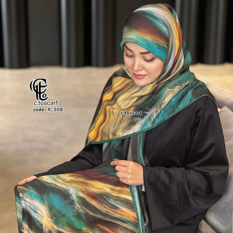 روسری طرح دریا قواره بزرگ 140 سانتیمتر جنس نخ کاستوم سیتو لیز نیست