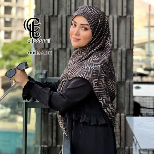 روسری طرح سیمین مشکی ریز نقش اسپرت شیک رسمی قواره بزرگ 140 سانتی نخ کاستوم سیتو