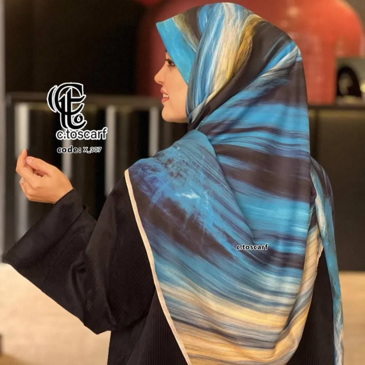 روسری طرح دریا قواره بزرگ 140 سانتیمتر جنس نخ کاستوم سیتو لیز نیست
