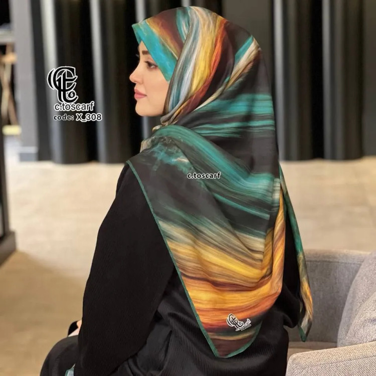 روسری طرح دریا قواره بزرگ 140 سانتیمتر جنس نخ کاستوم سیتو لیز نیست