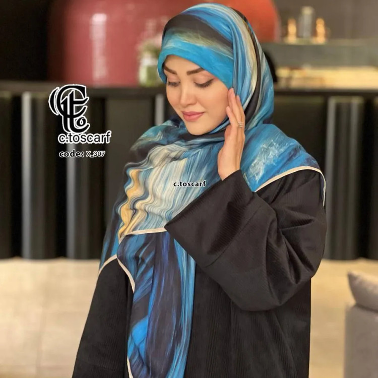 روسری طرح دریا قواره بزرگ 140 سانتیمتر جنس نخ کاستوم سیتو لیز نیست