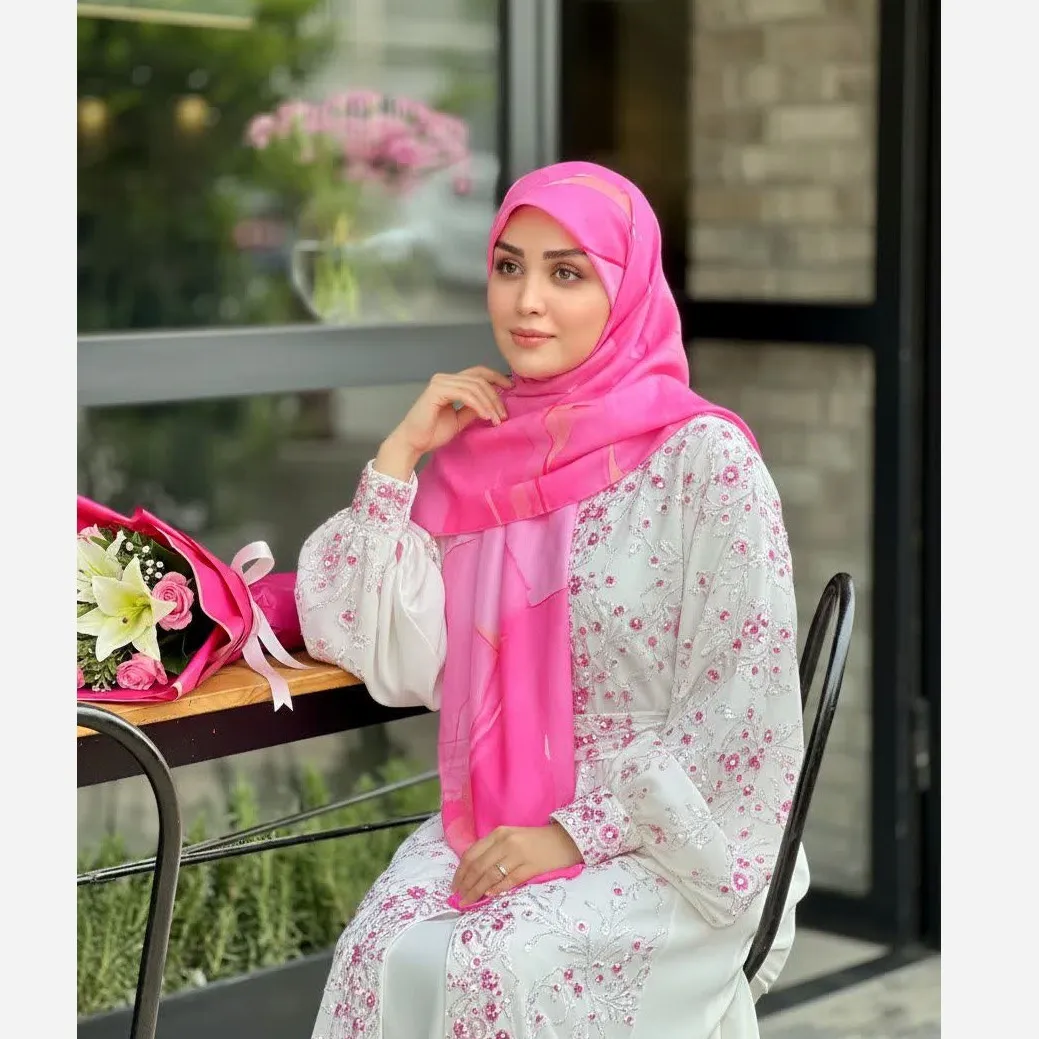روسری نخی سایز 140 کاستوم سی تو چرخ دوز دلناز آبی زیبا
