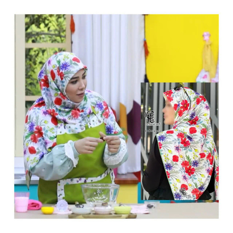روسری نخی قواره بزرگ طرح گلناز 140 سانتیمتر چرخدوز لیز نیست