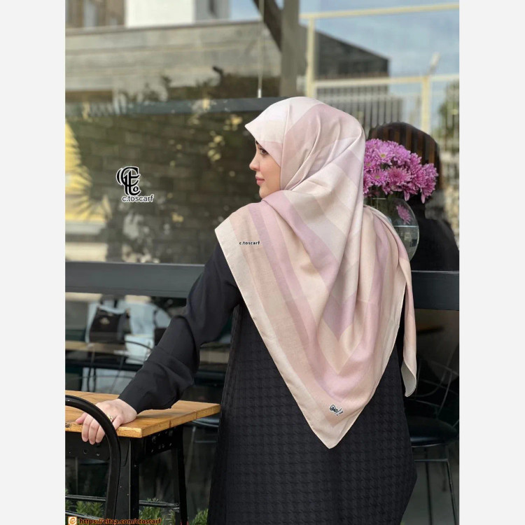 روسری طرح طیفی پلهای سایز 140 نخ کاستوم سیتو چرخ دوز