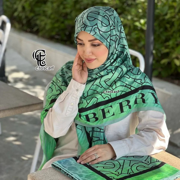شال روسری نخی کاستوم سیتو طرح بنیت 140 سانتی متری سبز آرامش بخش