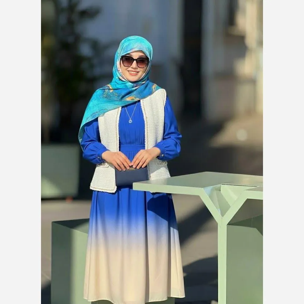روسری طرح اطلس الهام گرفته از اقیانوس، قواره بزرگ، دور دوخت مزونی