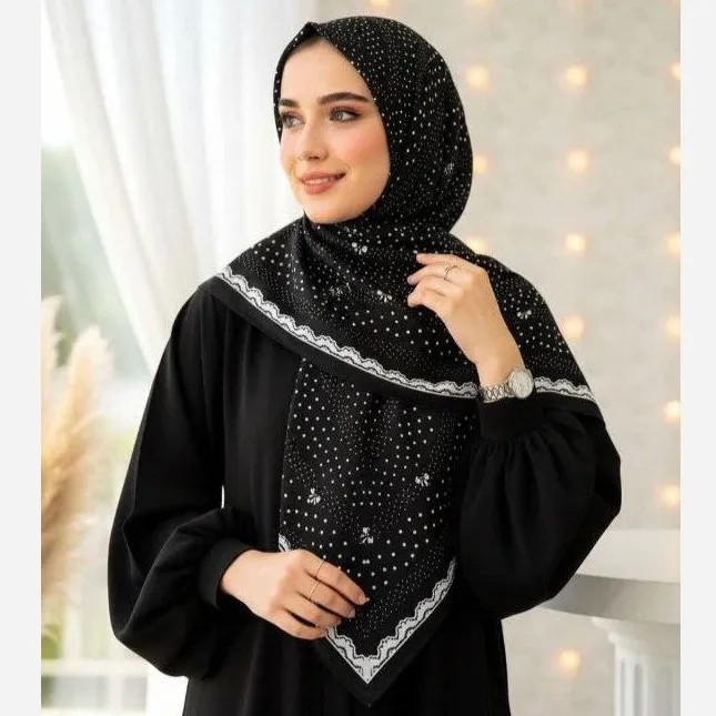 روسری سوپر نخ طرح رزین قواره 110