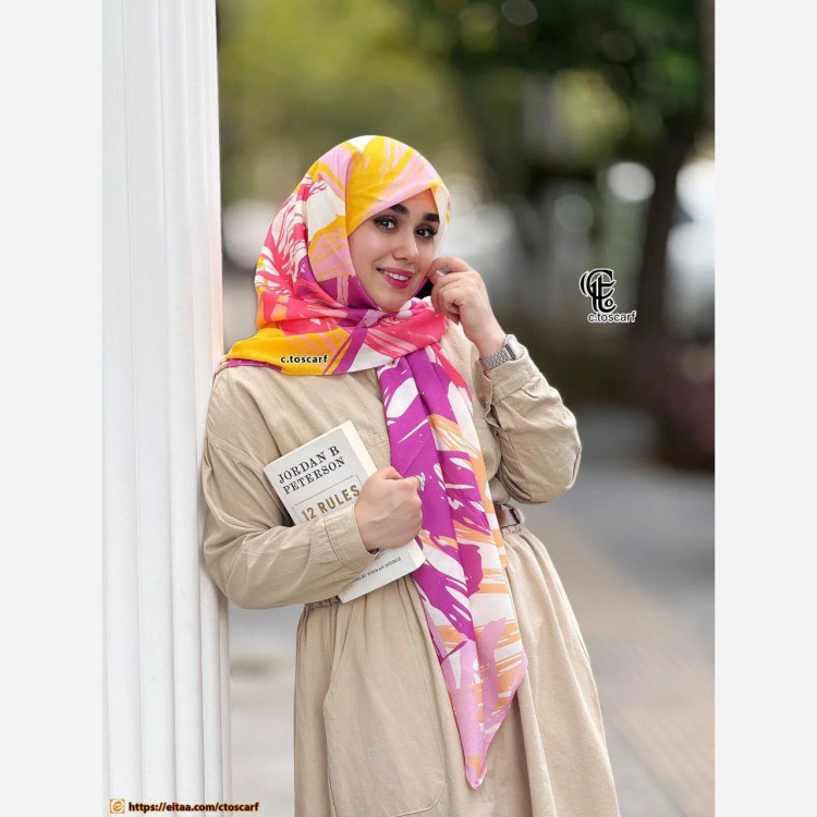 روسری طرح روشا جنس نخ کاستوم سیتو سایز متوسط چرخ دوز