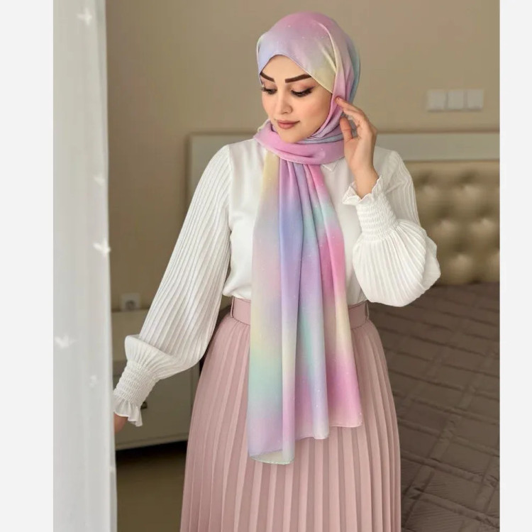شال نورا طرح رویای پاستلی، نخی کاستوم سیتو، 70x200 سانتیمتر