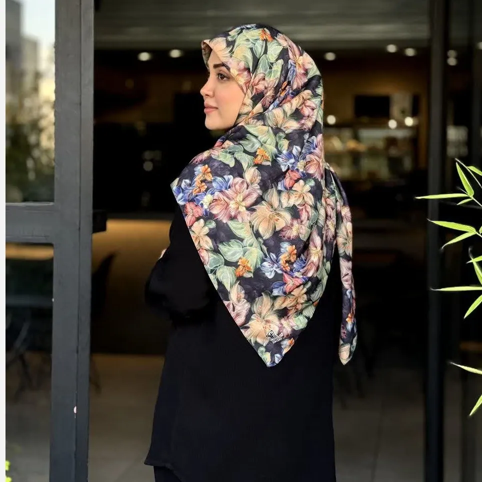 روسری طرح دلسا سایز 140 نخ کاستوم سیتو چرخ دوز