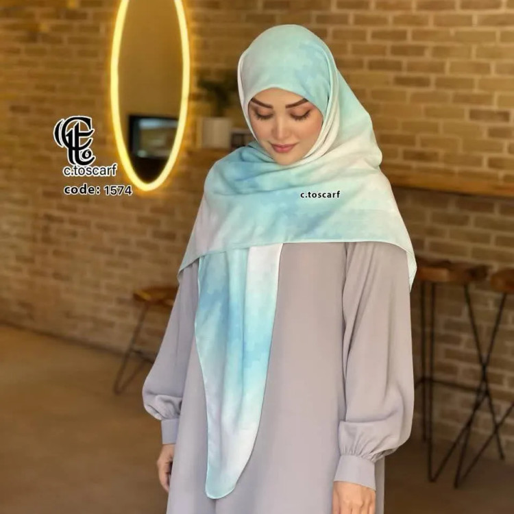 روسری نخی کاستوم سی تو طرح پیکسل صورتی قواره بزرگ 140 سانتی متر