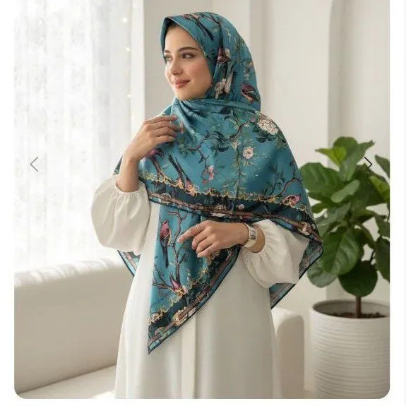 روسری کرپ نخ طرح جیران قواره 140