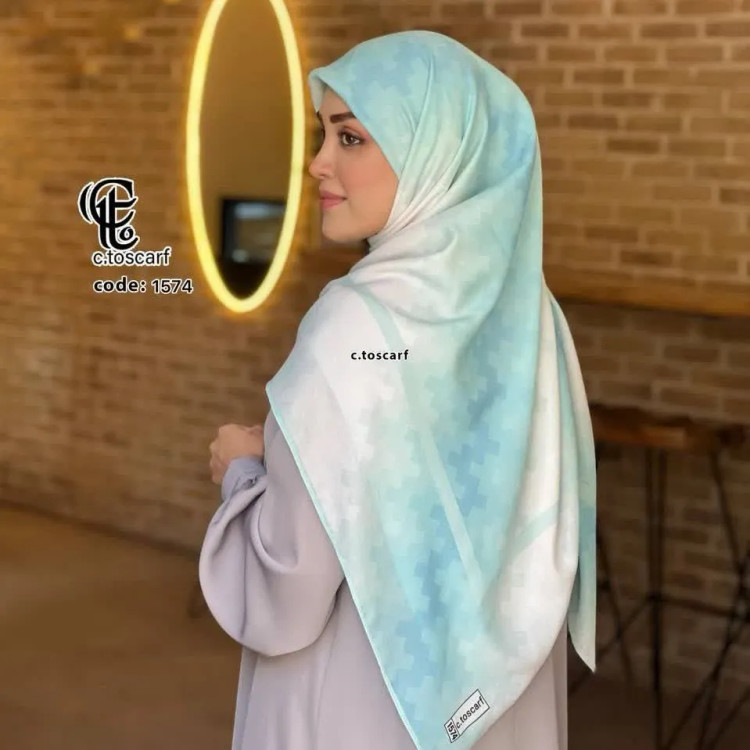 روسری نخی کاستوم سی تو طرح پیکسل صورتی قواره بزرگ 140 سانتی متر