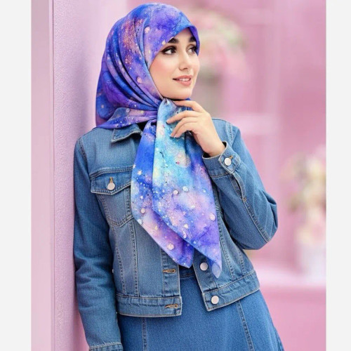 روسری طرح ساحل سیتو جنس نخ کاستوم چرخ دوز سایز متوسط