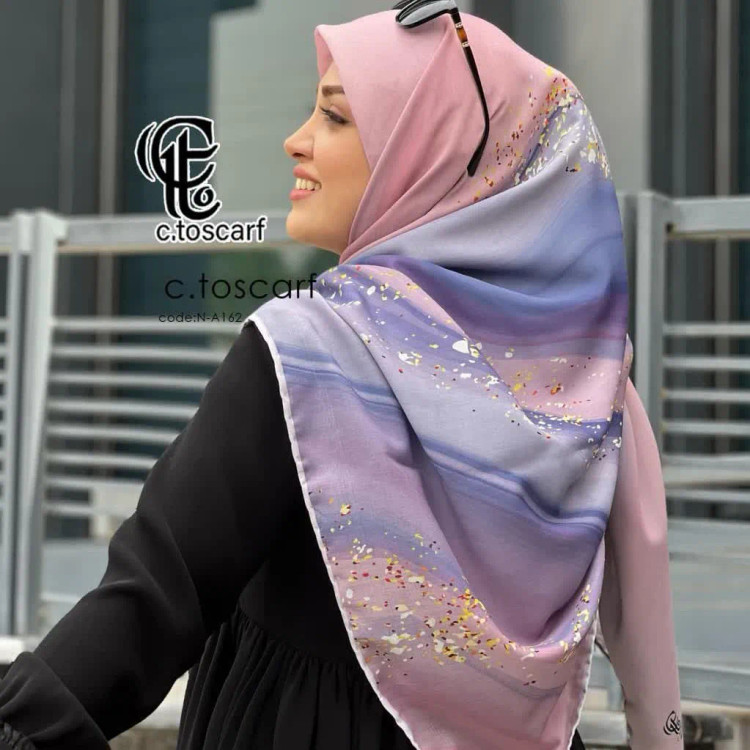 روسری طرح رزین فیروزه نخ کاستوم سیتو قواره بزرگ 140 سانتی شیک و مجلسی