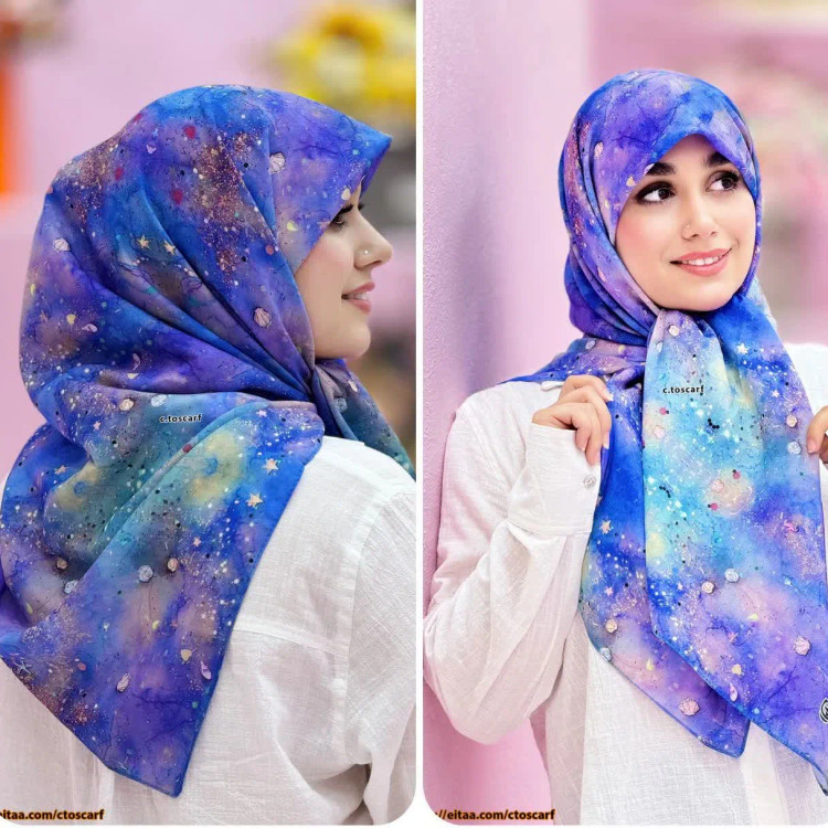 روسری طرح ساحل سیتو جنس نخ کاستوم چرخ دوز سایز متوسط